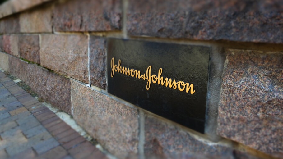 A photo of a Johnson & Johnson signature brick