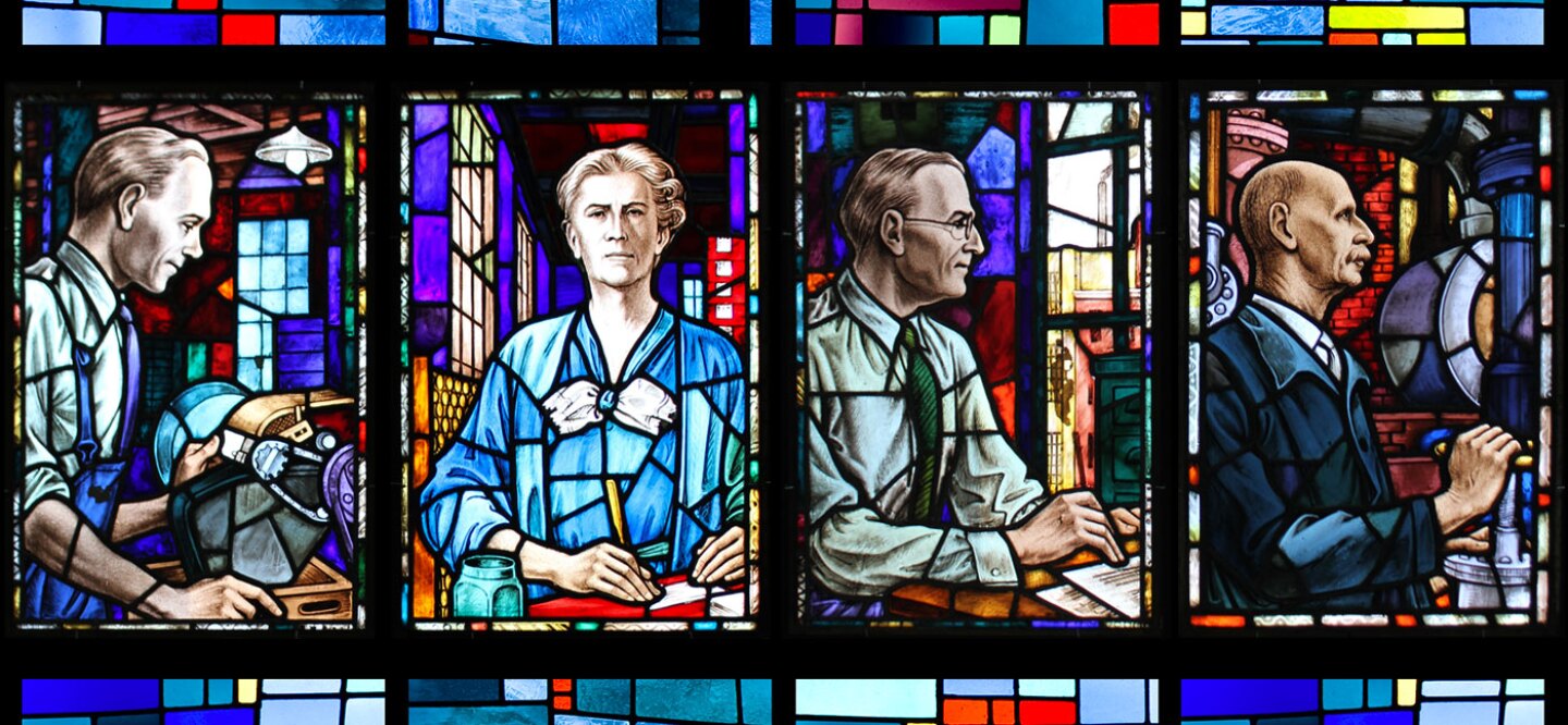 The Johnson Johnson Employees Who Were Honored With Stained Glass Portraits