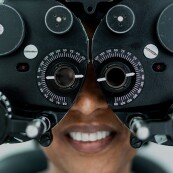 Person undergoing an eye exam